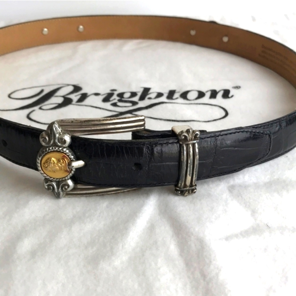 Vintage Brighton Black Leather Belt Size 30